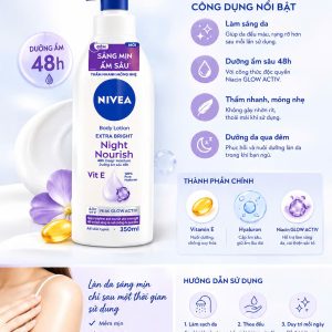 Sữa Dưỡng Thể Nivea Extra White Night Nourish Trắng Da Ban Đêm 350ml