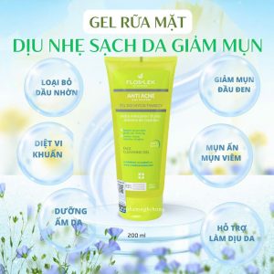 Sữa Rửa Mặt Giảm Mụn Floslek Anti Acne 24H System Face Cleansing Gel 200 ml -Hỗ trợ giảm mụn viêm ,mụn đầu đen