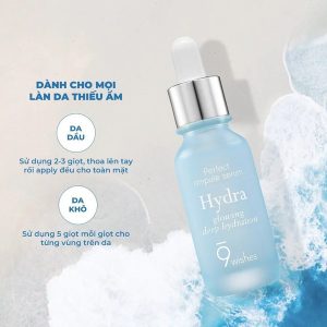 Serum cấp ẩm 9Wishes Hydra Ampule Serum 30ml – Cấp nước sâu cho làn da căng bóng