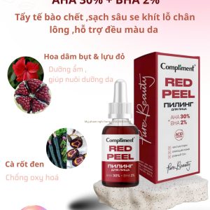 Serum Compliment Red Peel AHA 30% + BHA 2% 27ml – Peel da sinh học, giảm mụn, sáng da hiệu quả