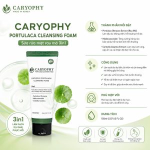 Sữa Rửa Mặt Caryophy Portulaca Cleansing Foam 3in1 150ml – Làm Sạch Sâu, Hỗ Trợ Giảm Mụn