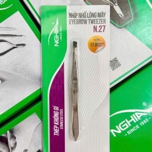 Nhíp Nhổ Lông Mày Đầu Xéo Inox Kềm Nghĩa N.27 BINE