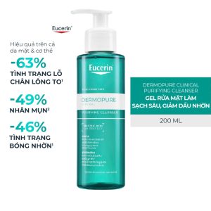 Gel Rửa Mặt Eucerin DermoPure Clinical Purifying Cleanser – Làm Sạch Sâu, Hỗ Trợ Giảm Mụn 200ml