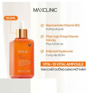 Serum Maxclinic Vita-10 Ampoule 100ml – Tinh Chất Vitamin Dưỡng Sáng Da, Cấp Ẩm Và Phục Hồi Da Chuẩn Hàn Quốc